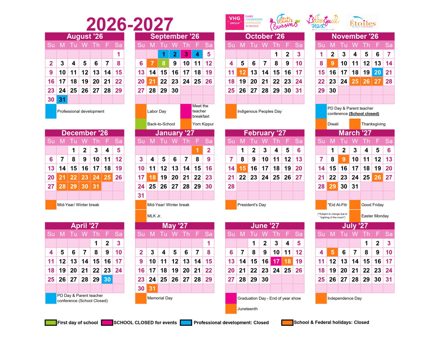 Calendar 2026-2027